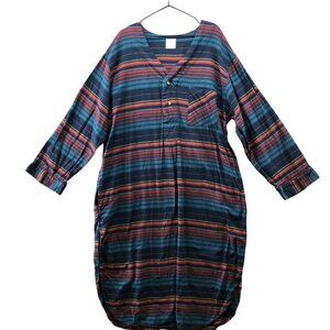 Andrew Scott Flannel Pajama Nightshirt Mens XL Pockets Blue Lightweight Sleep